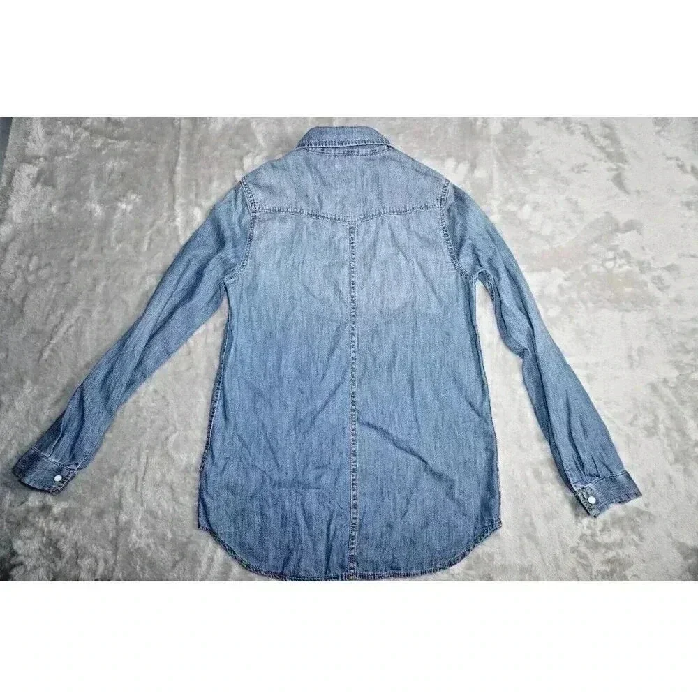 GAP Kids Denim Shirt Dress Girls Sz L (10) Pearl Snap Front Jean Long Sleeves